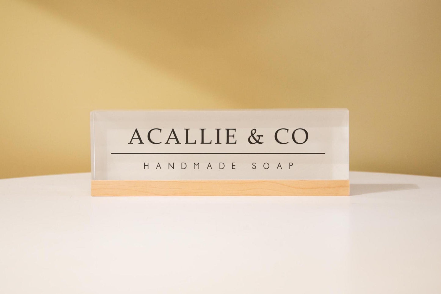 Pastel Acrylic Name Block (D1) - w/ Optional Wooden Base, Minimal Desk Table CEO Sign Job Office Decor Promotion Work Coworker Staff Gifts