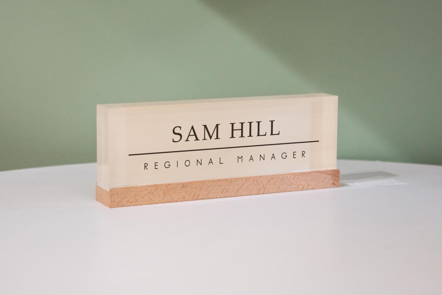 Pastel Acrylic Name Block (D1) - w/ Optional Wooden Base, Minimal Desk Table CEO Sign Job Office Decor Promotion Work Coworker Staff Gifts