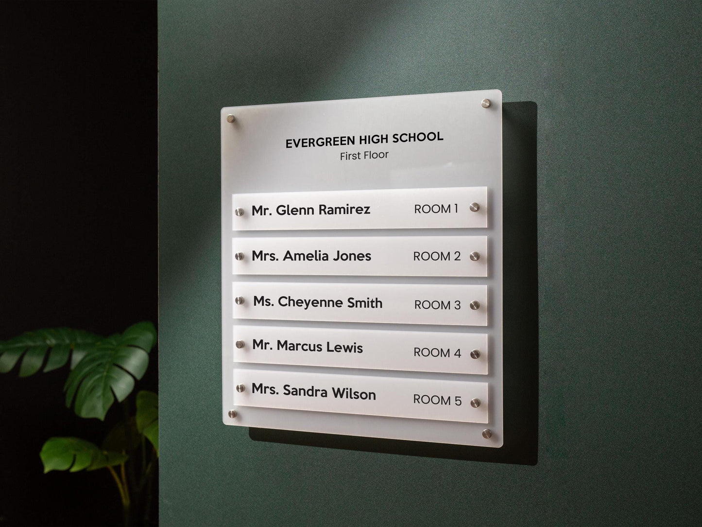 Wall Directory (Wide) - Customizable Large Office Wall Door Building Mounted Business Logo Sign, Job Title Room Signage, Made to Order