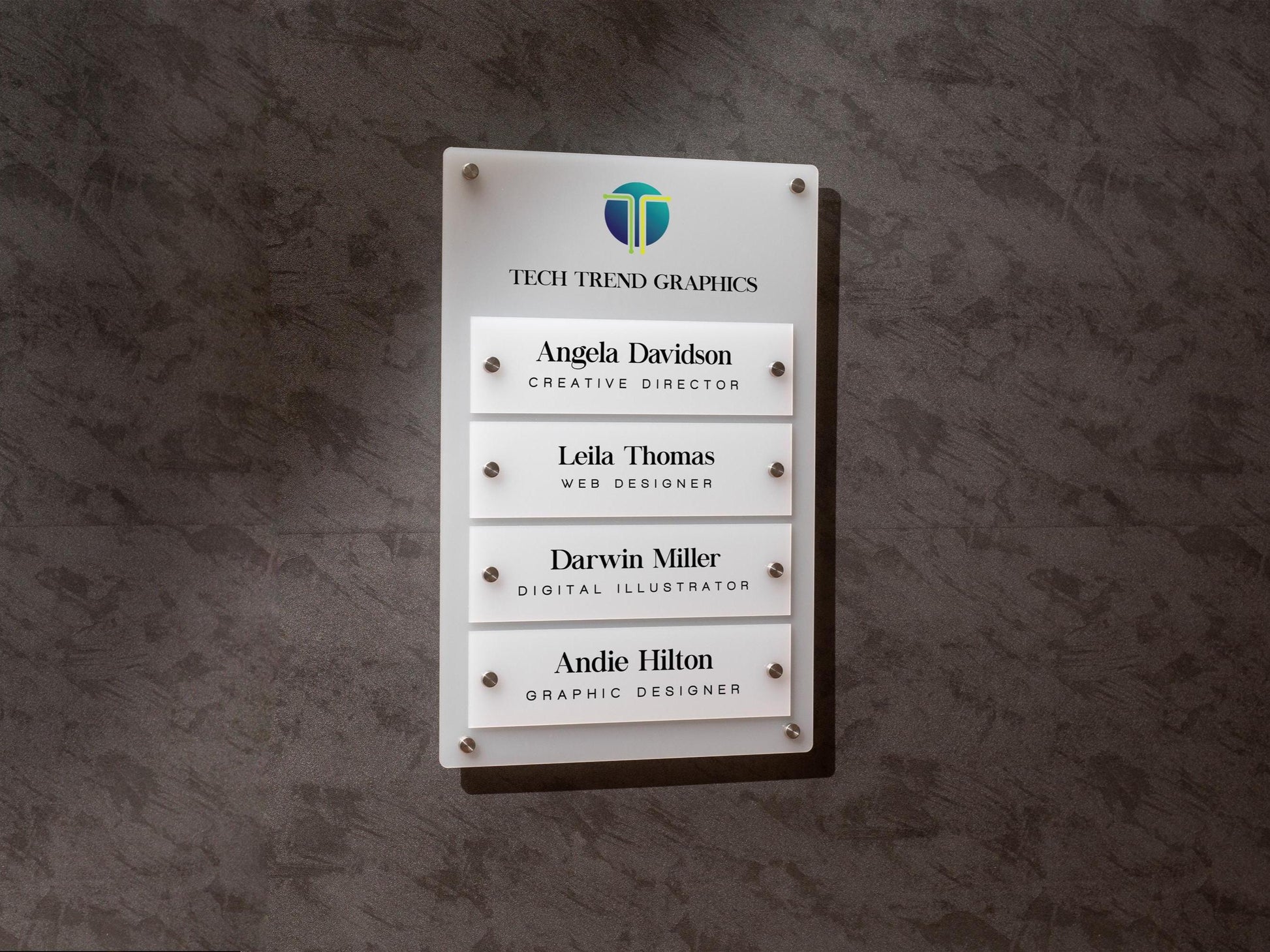 Wall Directory (Standard) - Customizable Large Office Wall Door Building Mounted Business Logo Sign, Job Title Room Signage, Made to Order