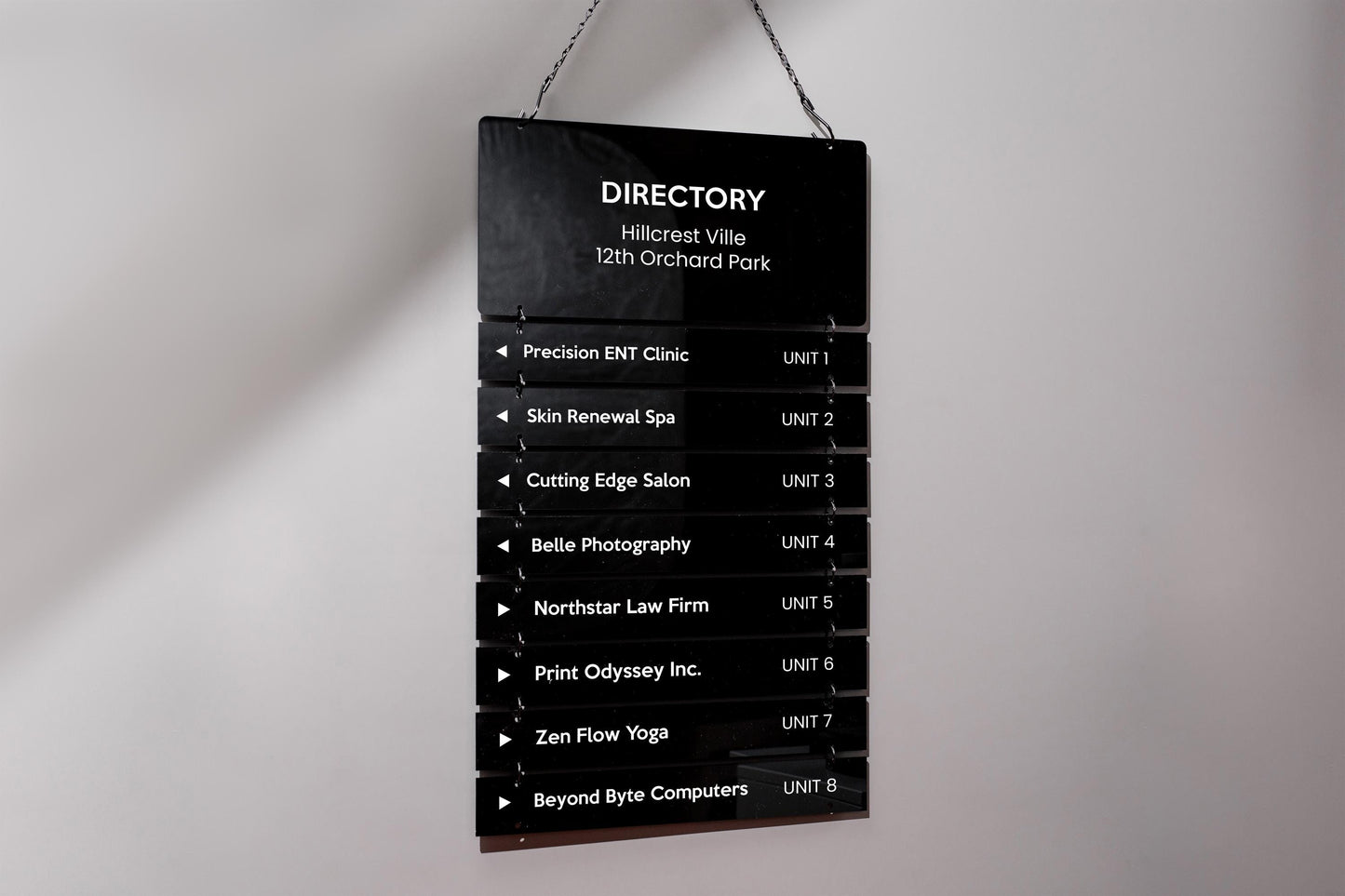 Interchangable Hanging Directory Sign - Customizable Office Wall Door Building Business Retail Shop Display Job Title Room Made to Order