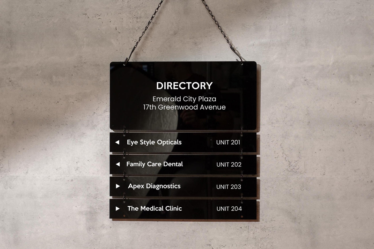 Interchangable Hanging Directory Sign - Customizable Office Wall Door Building Business Retail Shop Display Job Title Room Made to Order