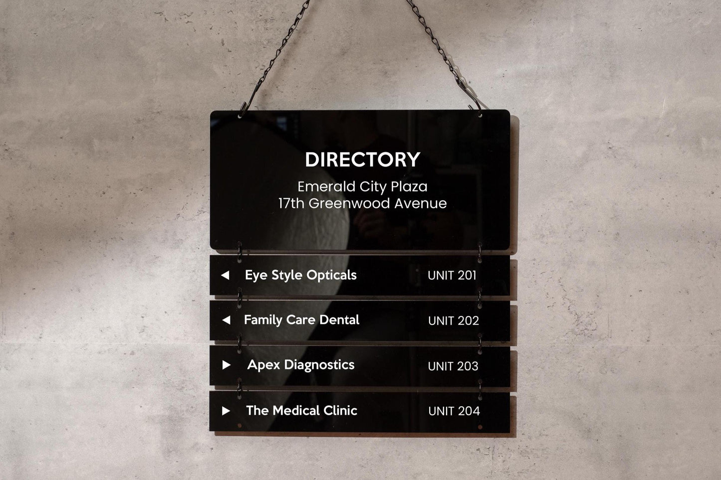 Interchangable Hanging Directory Sign - Customizable Office Wall Door Building Business Retail Shop Display Job Title Room Made to Order