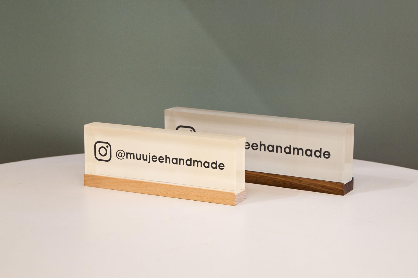Pastel Acrylic Name Block (D2) - w/ Optional Wooden Base, Display Signage Desk Table Work Social Media Instagram Sign Small Business Gift