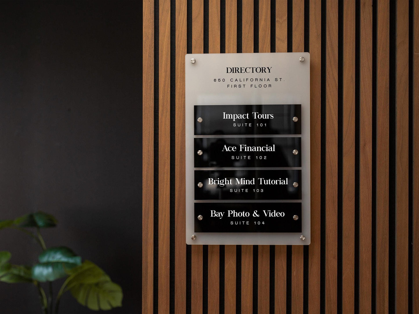Wall Directory (Standard) - Customizable Large Office Wall Door Building Mounted Business Logo Sign, Job Title Room Signage, Made to Order