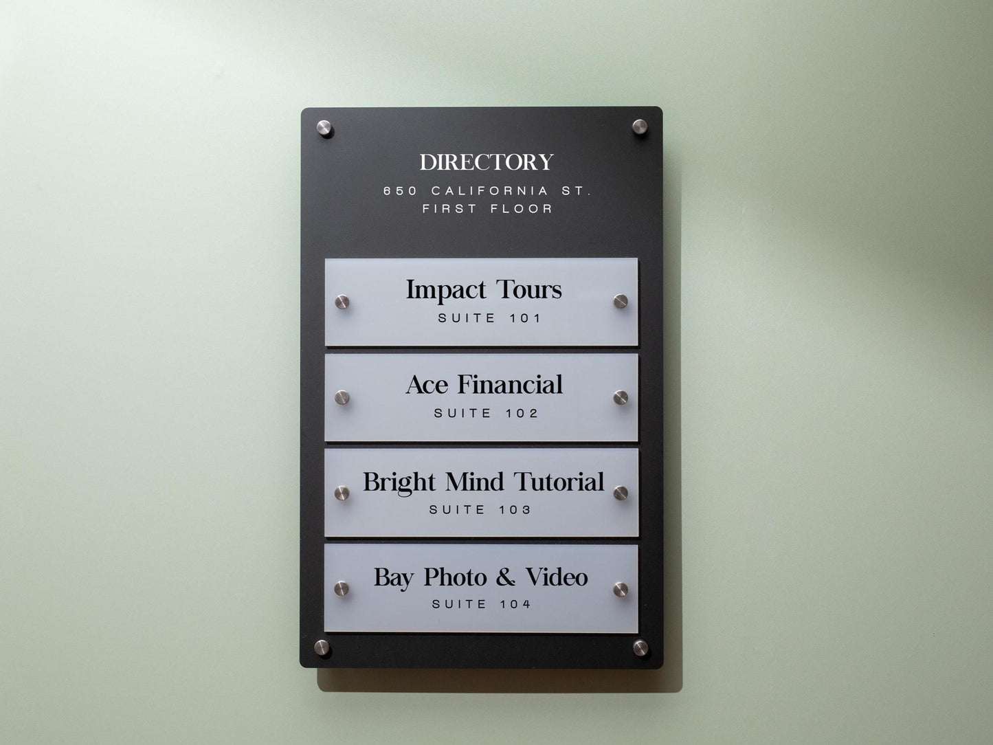 Wall Directory (Standard) - Customizable Large Office Wall Door Building Mounted Business Logo Sign, Job Title Room Signage, Made to Order