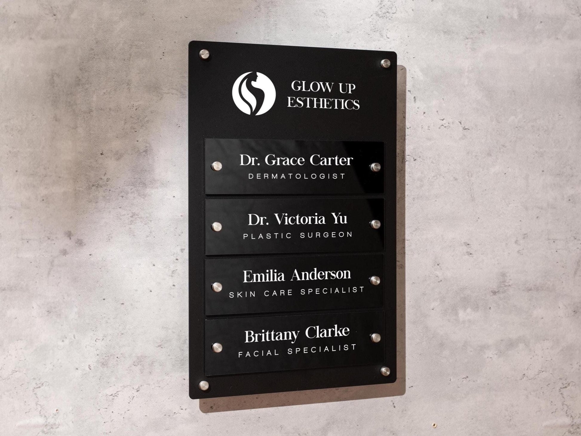 Wall Directory (Standard) - Customizable Large Office Wall Door Building Mounted Business Logo Sign, Job Title Room Signage, Made to Order