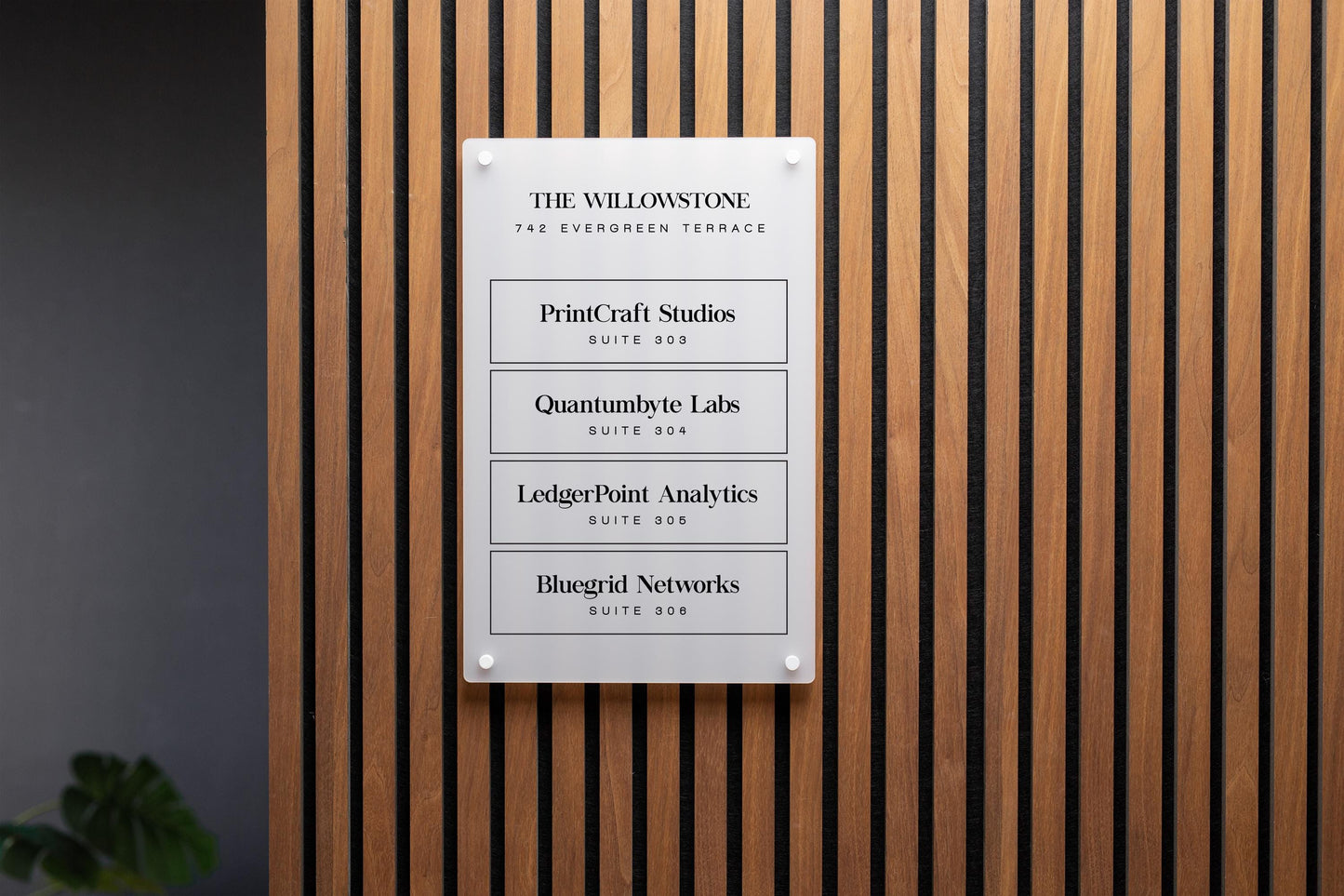Full Panel Wall Directory (Standard) - Customizable Large Office Wall Door Building Mounted Business Logo Sign, Job Title Room Signage