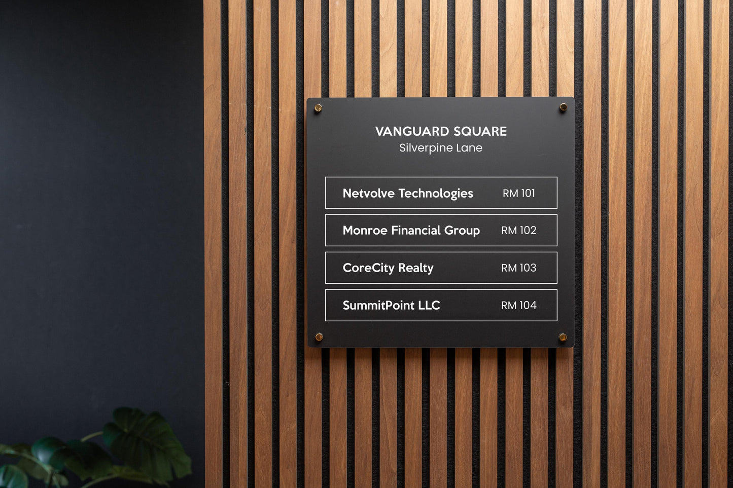 Full Panel Wall Directory (Wide) - Customizable Large Office Wall Door Building Mounted Business Logo Sign, Job Title Room Signage