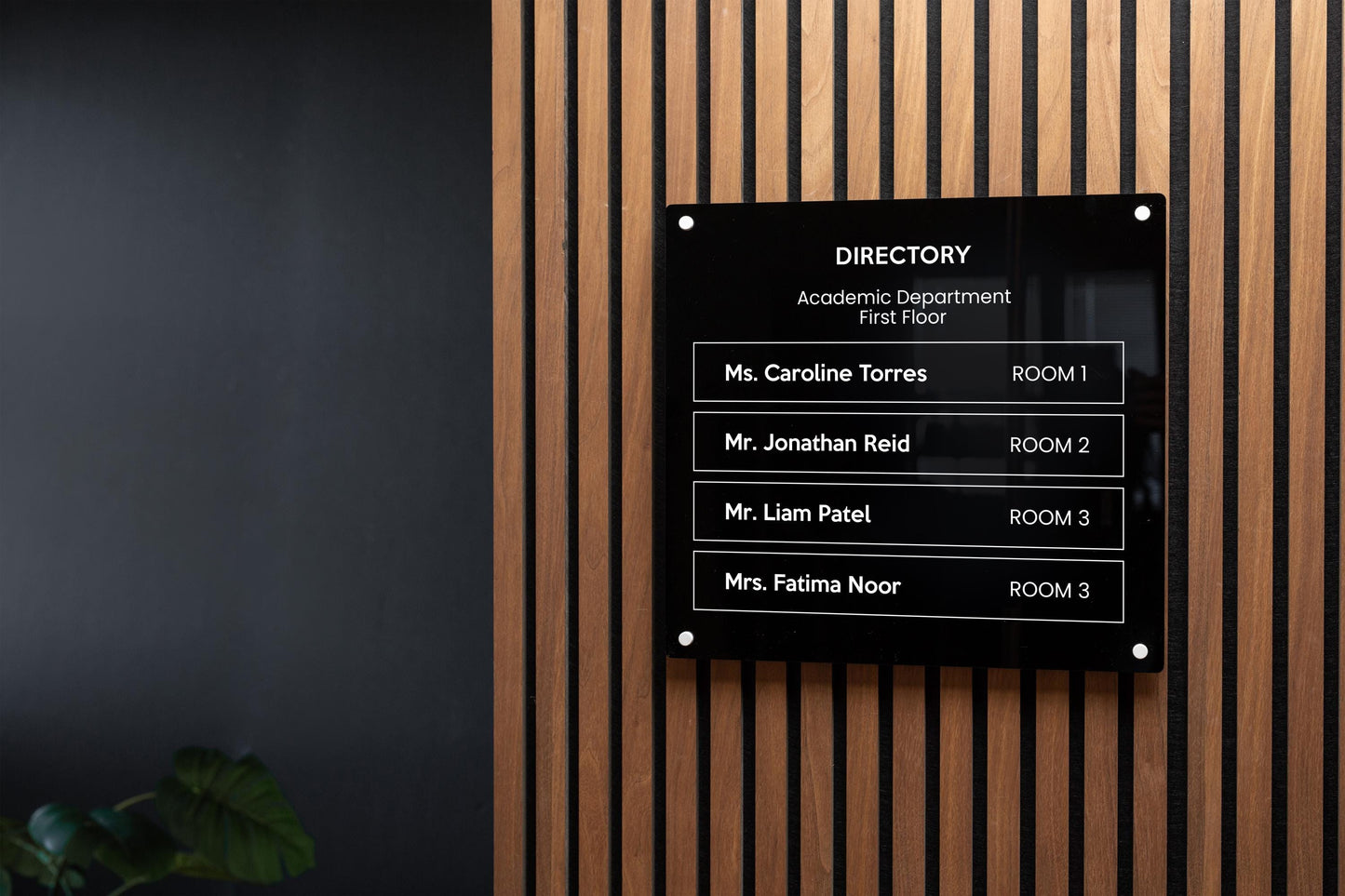 Full Panel Wall Directory (Wide) - Customizable Large Office Wall Door Building Mounted Business Logo Sign, Job Title Room Signage