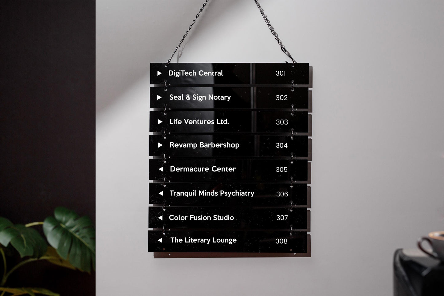 Interchangable Hanging Directory Sign - Customizable Office Wall Door Building Business Retail Shop Display Job Title Room Made to Order