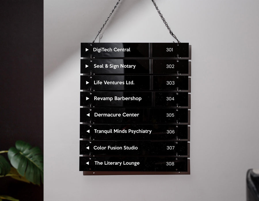 Interchangable Hanging Directory Sign - Customizable Office Wall Door Building Business Retail Shop Display Job Title Room Made to Order