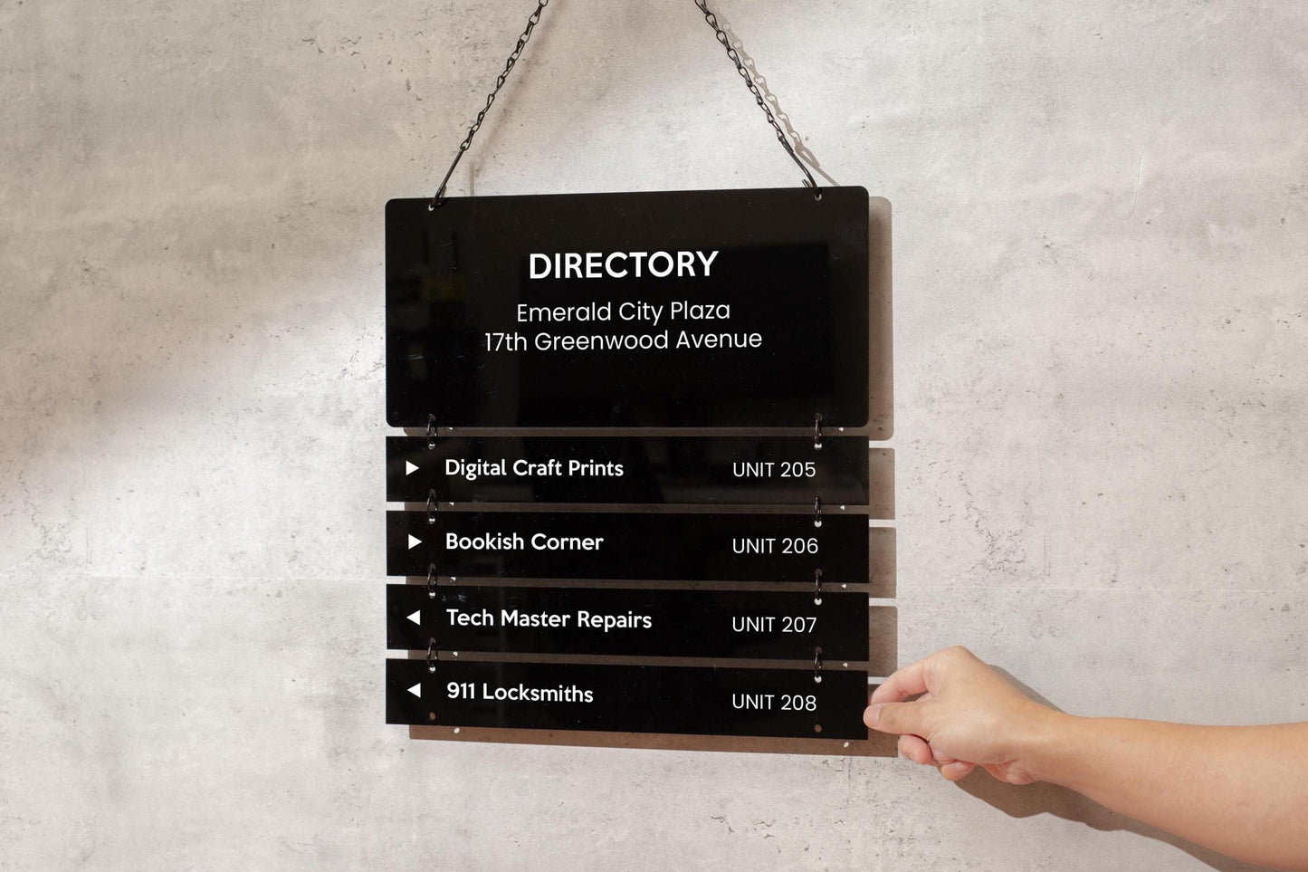 Interchangable Hanging Directory Sign - Customizable Office Wall Door Building Business Retail Shop Display Job Title Room Made to Order