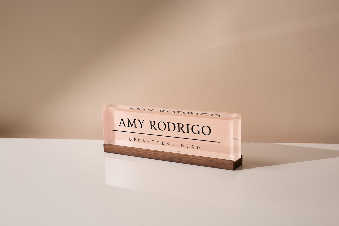 Pastel Acrylic Name Block (D1) - w/ Optional Wooden Base, Minimal Desk Table CEO Sign Job Office Decor Promotion Work Coworker Staff Gifts