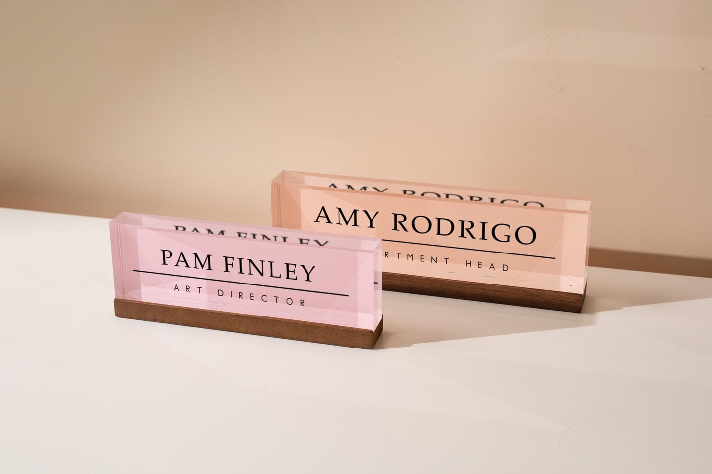 Pastel Acrylic Name Block (D1) - w/ Optional Wooden Base, Minimal Desk Table CEO Sign Job Office Decor Promotion Work Coworker Staff Gifts
