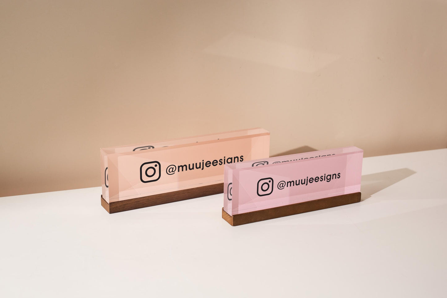 Pastel Acrylic Name Block (D2) - w/ Optional Wooden Base, Display Signage Desk Table Work Social Media Instagram Sign Small Business Gift