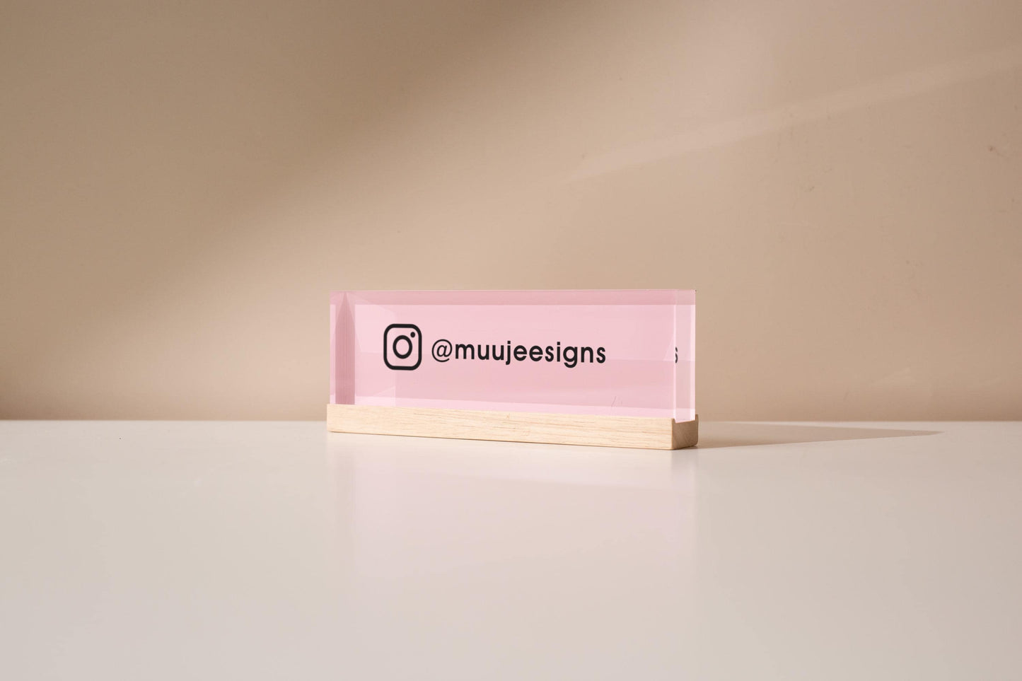Pastel Acrylic Name Block (D2) - w/ Optional Wooden Base, Display Signage Desk Table Work Social Media Instagram Sign Small Business Gift