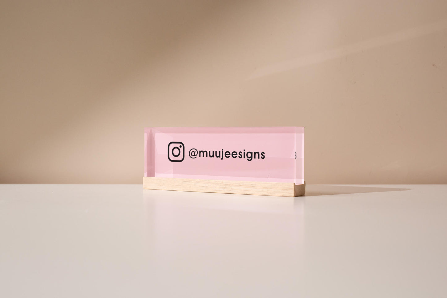 Pastel Acrylic Name Block (D2) - w/ Optional Wooden Base, Display Signage Desk Table Work Social Media Instagram Sign Small Business Gift