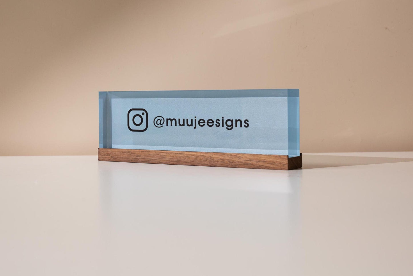 Pastel Acrylic Name Block (D2) - w/ Optional Wooden Base, Display Signage Desk Table Work Social Media Instagram Sign Small Business Gift