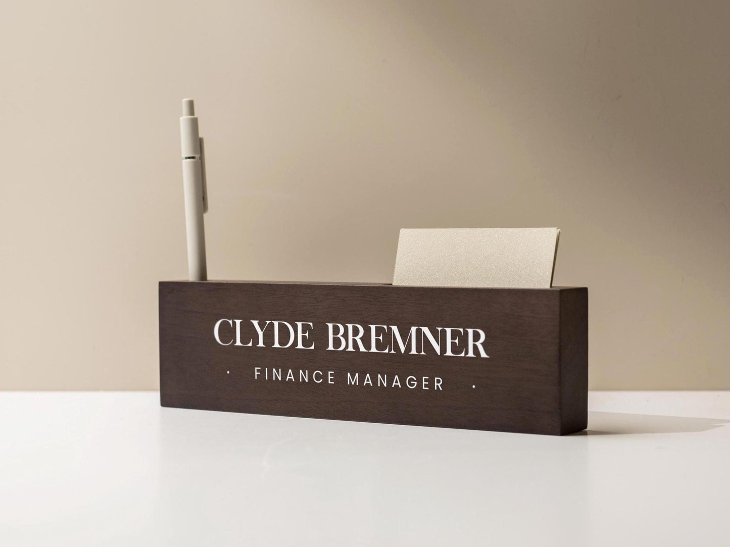 Personalized Wood Name Block w/ Slots (D1) - Minimal Executive Desk CEO Room Table Sign Job Office Decor Teacher Graduation Promotion Gift