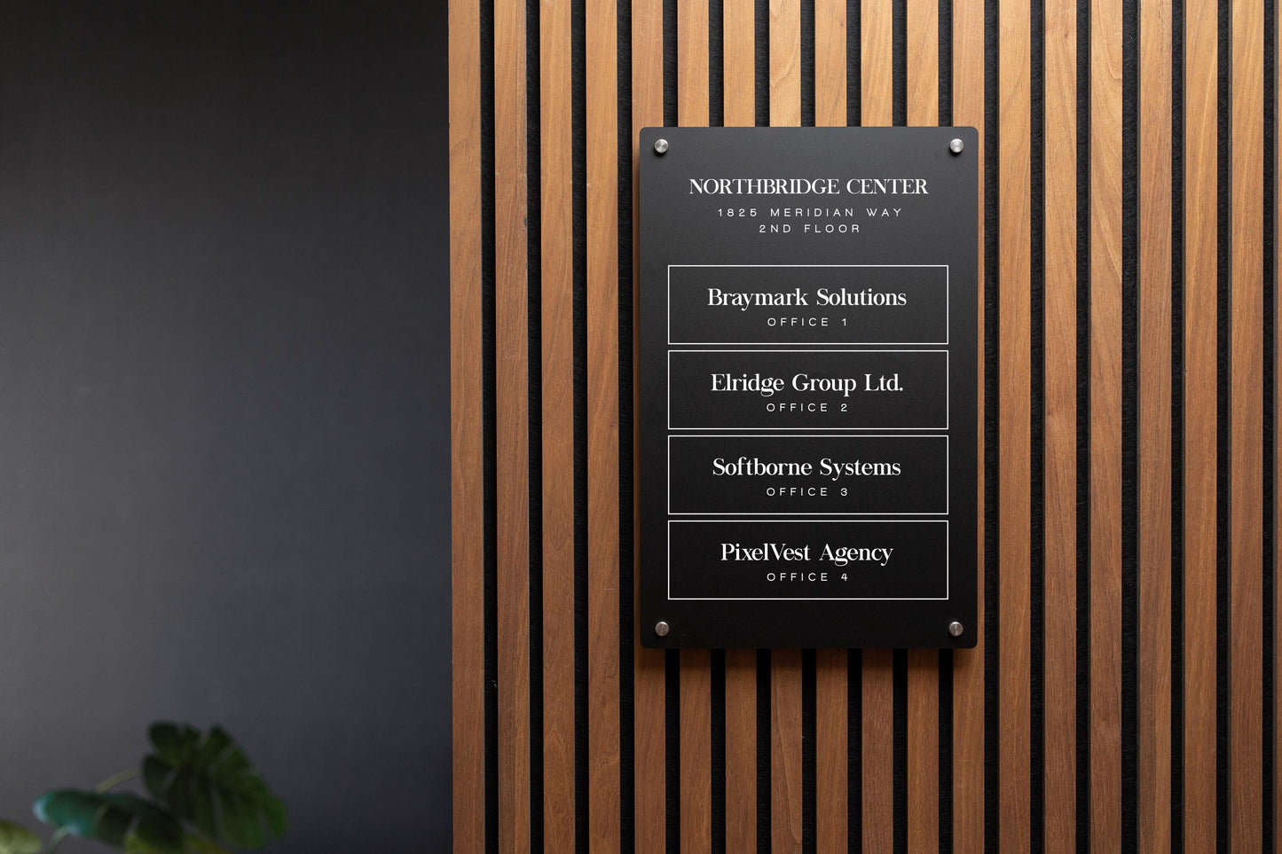 Full Panel Wall Directory (Standard) - Customizable Large Office Wall Door Building Mounted Business Logo Sign, Job Title Room Signage
