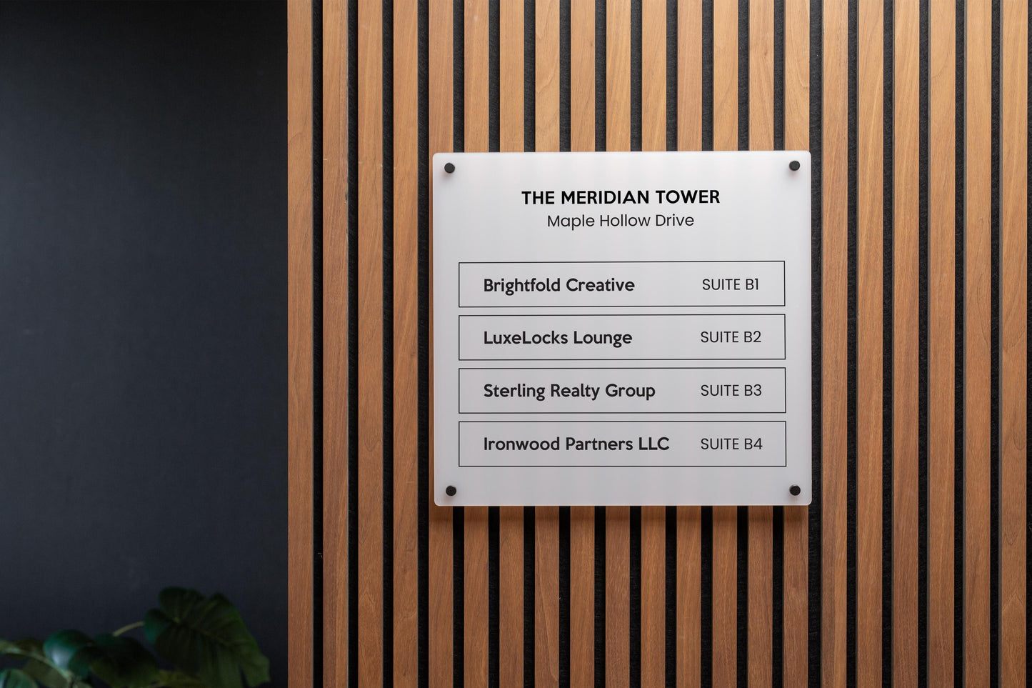 Full Panel Wall Directory (Wide) - Customizable Large Office Wall Door Building Mounted Business Logo Sign, Job Title Room Signage