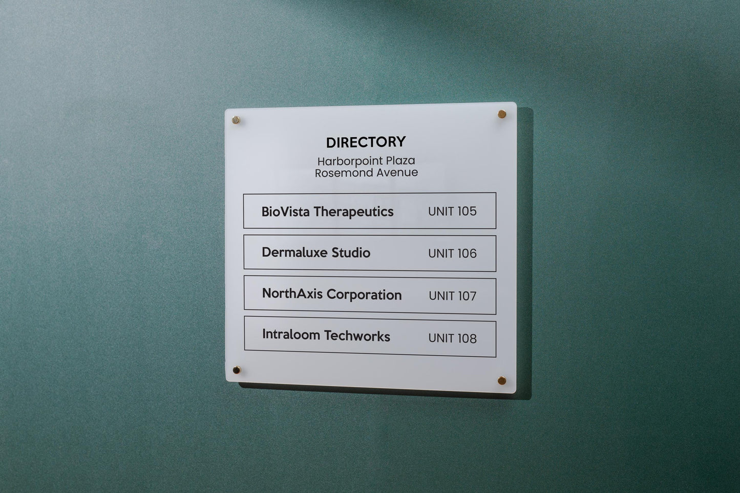Full Panel Wall Directory (Wide) - Customizable Large Office Wall Door Building Mounted Business Logo Sign, Job Title Room Signage