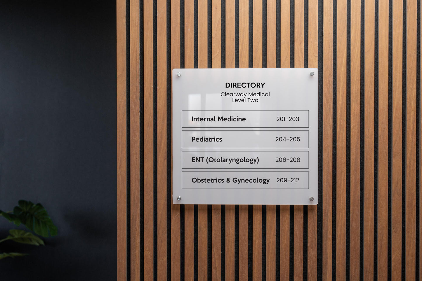 Full Panel Wall Directory (Wide) - Customizable Large Office Wall Door Building Mounted Business Logo Sign, Job Title Room Signage