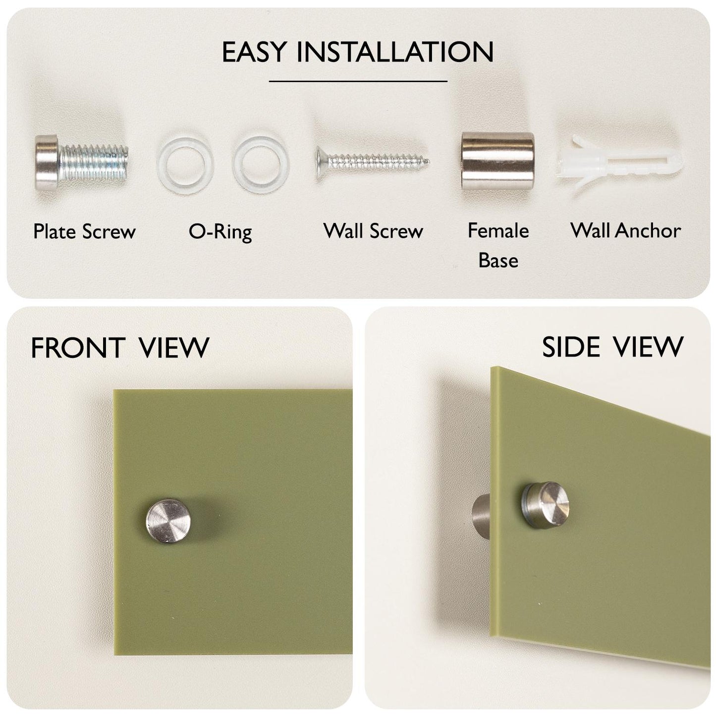 4pc Stand-offs for Wall Signs - 4x Set, Hardware Included, Acrylic Sign Replacement, Add-On, Available in Black, White, Silver, or Gold