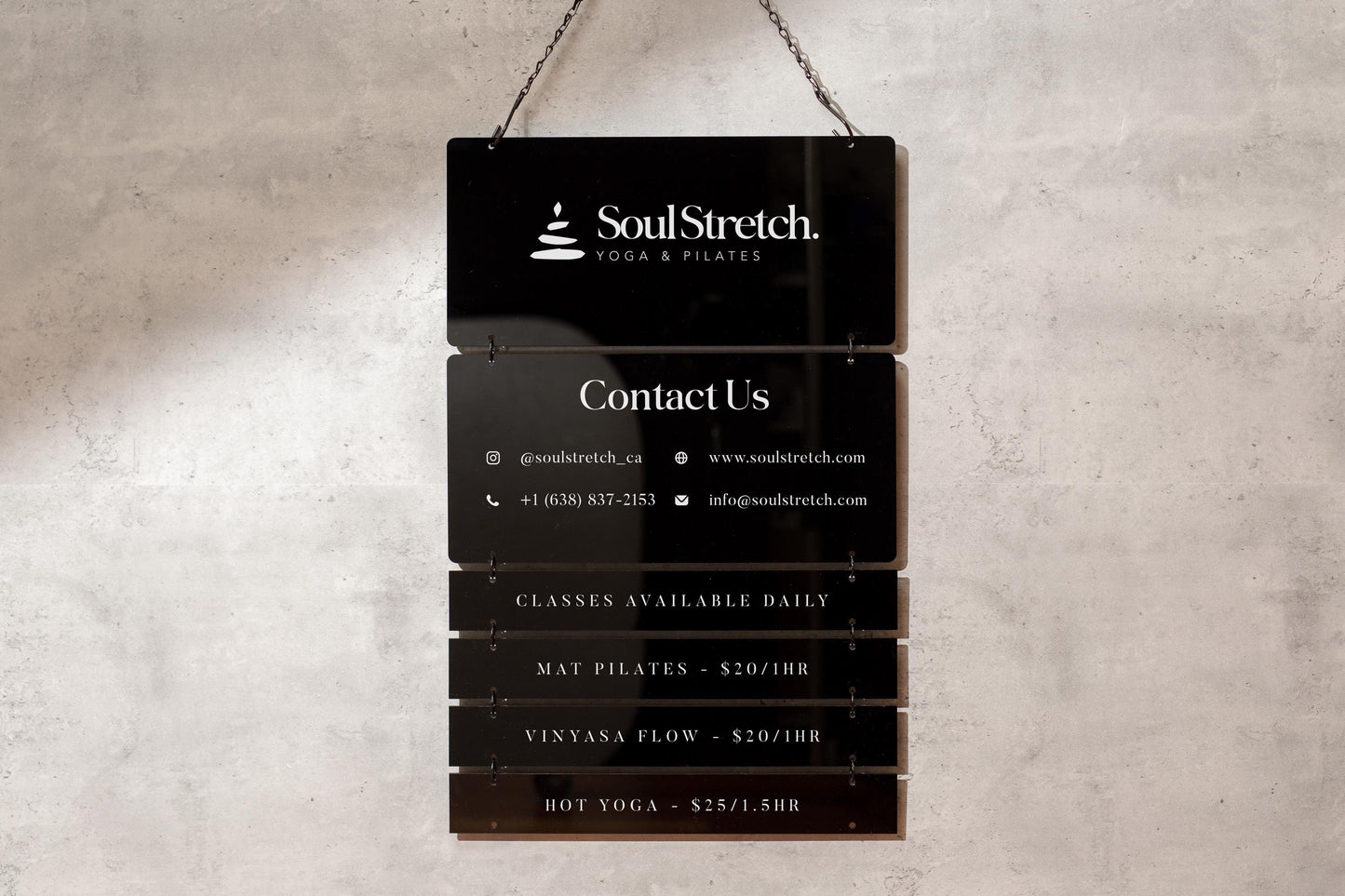 Black Interchangeable Hanging Storefront Sign D2 - Customizable Office Wall Door Building Business Retail Shop Contact Hours Menu Display