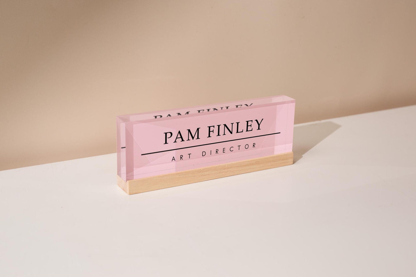 Pastel Acrylic Name Block (D1) - w/ Optional Wooden Base, Minimal Desk Table CEO Sign Job Office Decor Promotion Work Coworker Staff Gifts