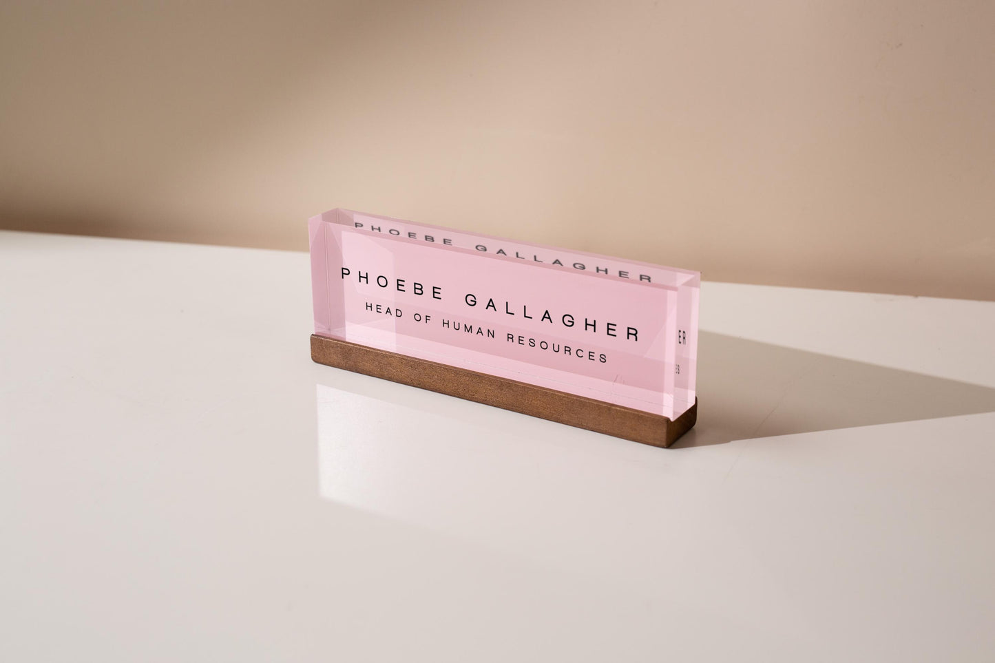 Pastel Acrylic Name Block (D3) - w/ Optional Wooden Base, Minimal Desk Table CEO Sign Job Office Decor Promotion Work Coworker Staff Gifts