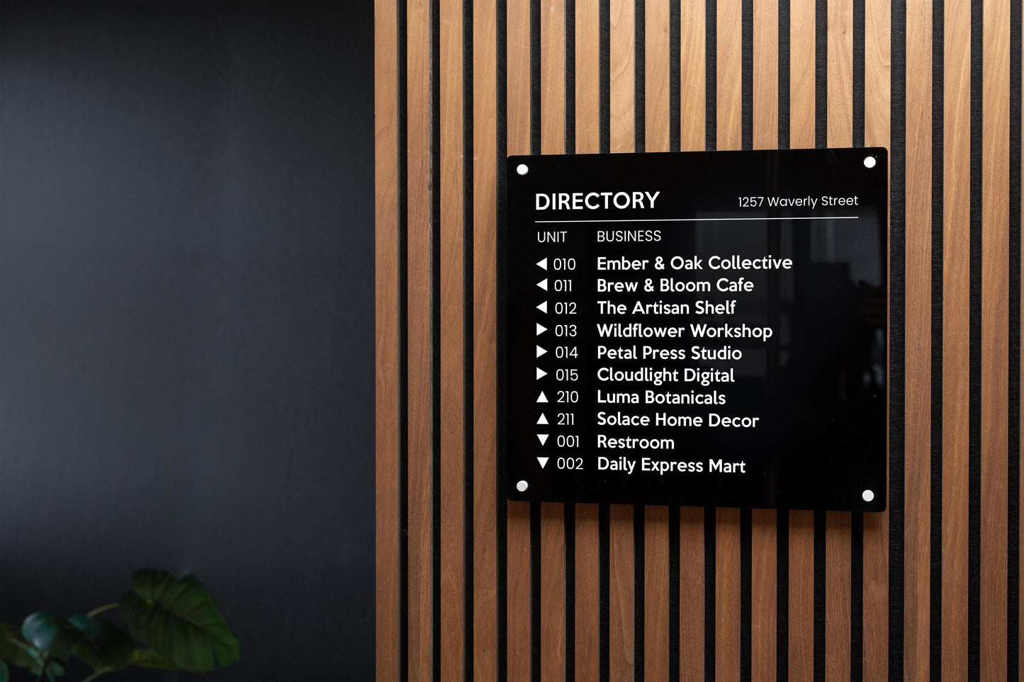 24x22 Full Panel Directory Sign - Customizable Large Office Wall Door Building Mounted Business Logo Sign, Job Title, Room Facility Signage
