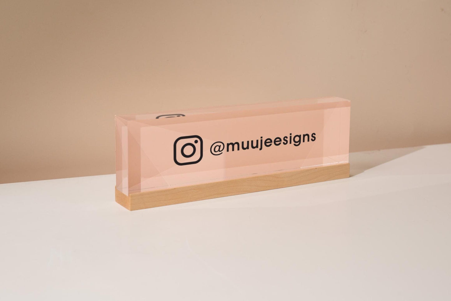 Pastel Acrylic Name Block (D2) - w/ Optional Wooden Base, Display Signage Desk Table Work Social Media Instagram Sign Small Business Gift