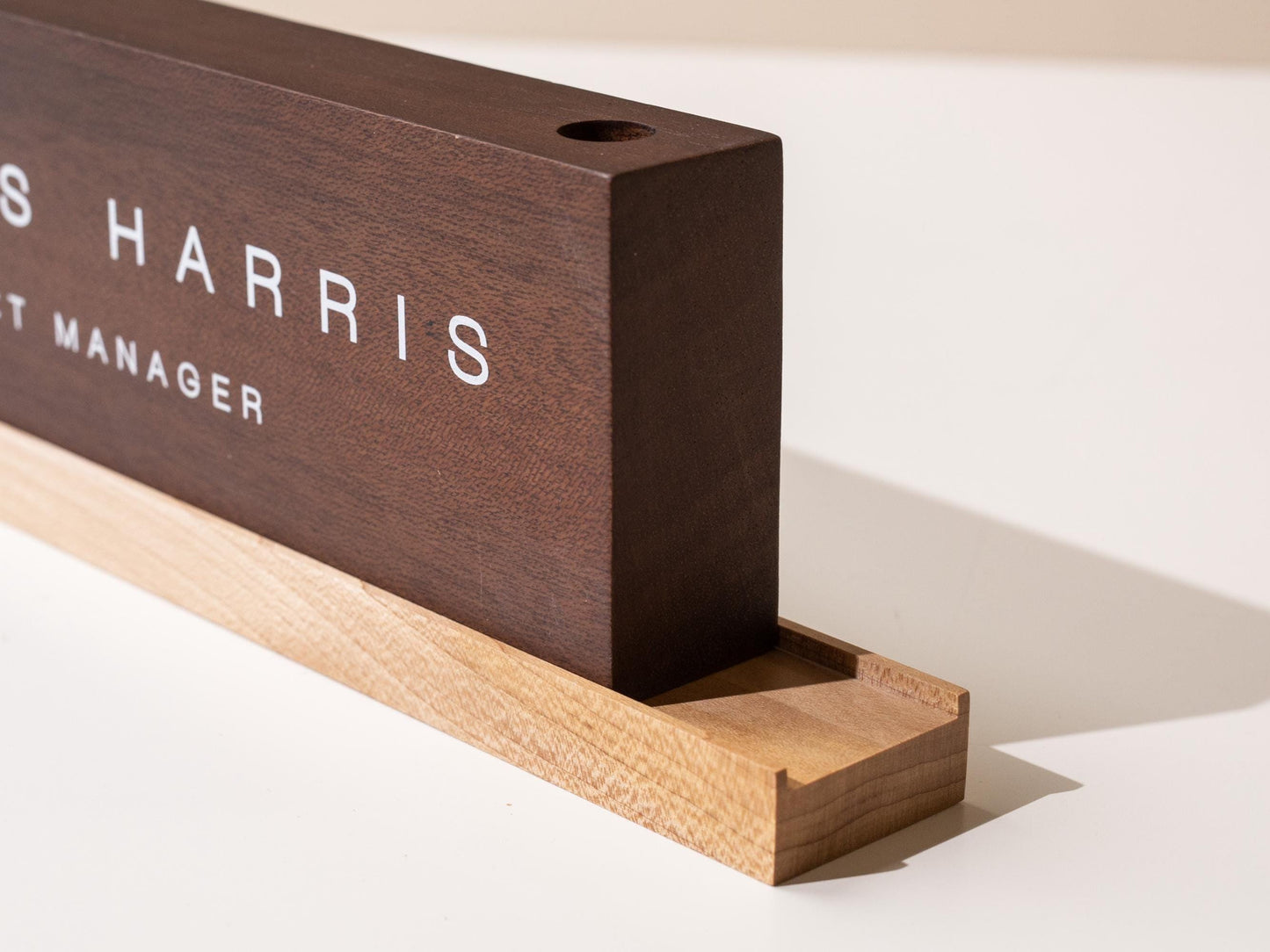 Personalized Wood Name Block w/ Slots (D3) - Minimal Executive Desk CEO Room Table Sign Job Office Decor Teacher Graduation Promotion Gift