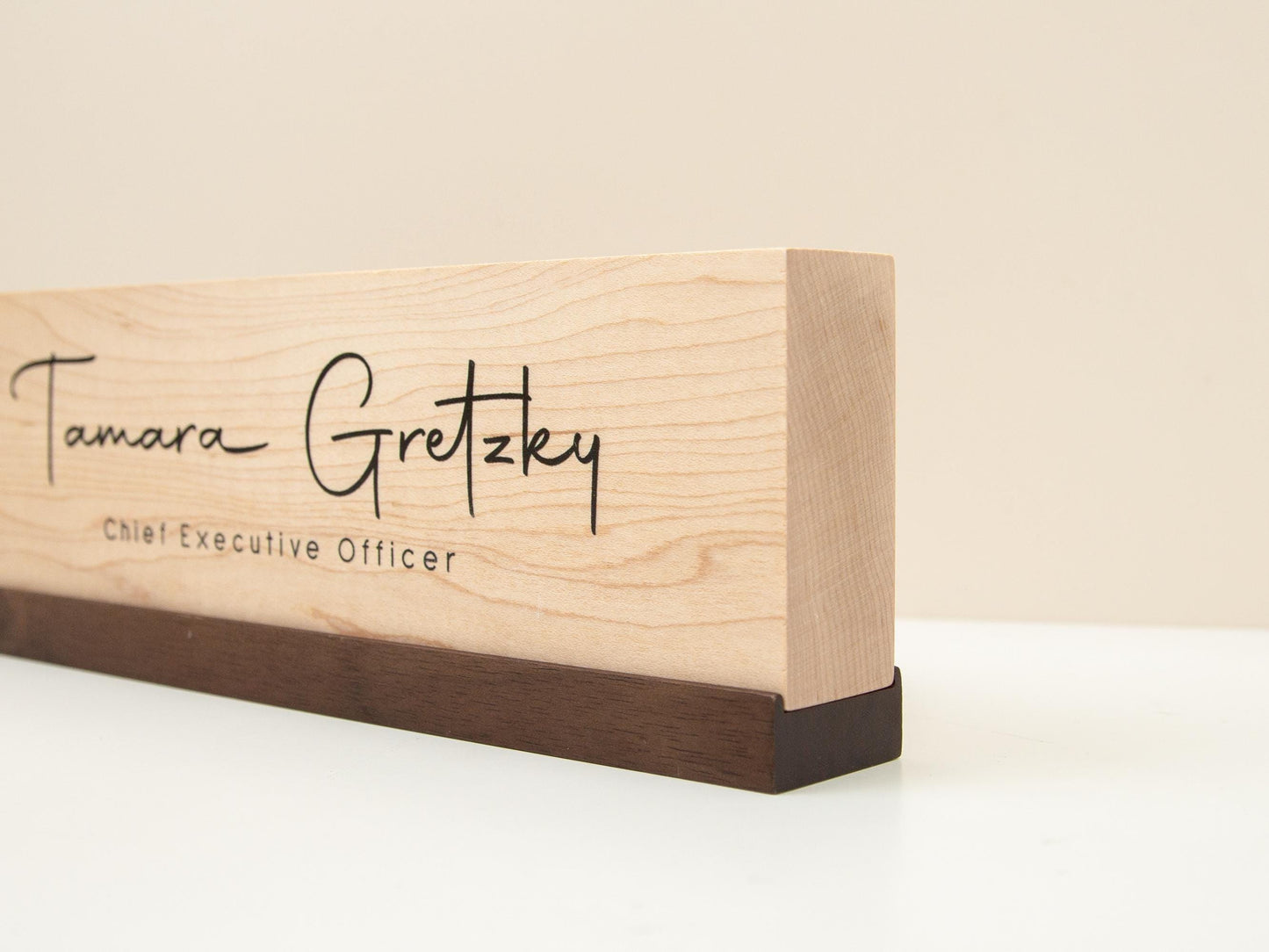 Personalized Wood Name Block w/ Slots (D2) - Minimal Executive Desk CEO Room Table Sign Job Office Decor Teacher Graduation Promotion Gift