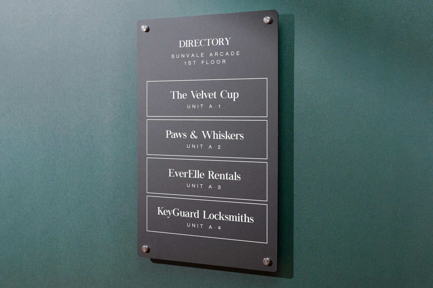 Full Panel Wall Directory (Standard) - Customizable Large Office Wall Door Building Mounted Business Logo Sign, Job Title Room Signage