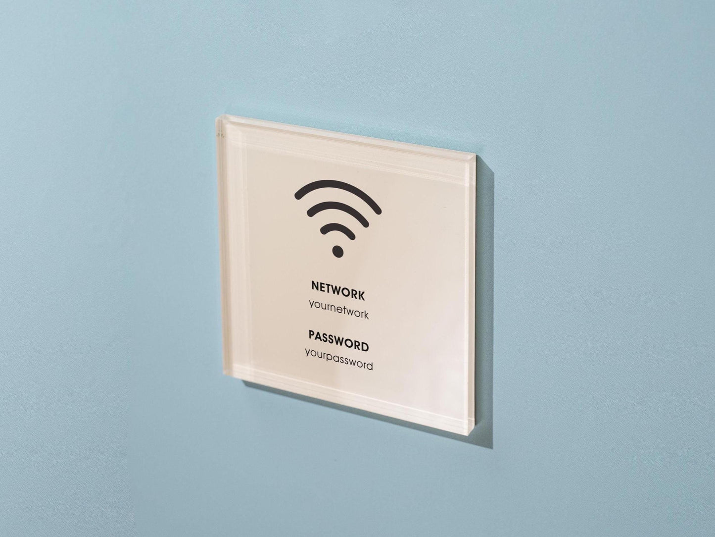 Square Pastel Wall Wifi Sign (D3) - 6×6" Custom Stick-On WiFi Sign for Door or Wall for Guests VRBO Vacation Rental Restaurant Bar Hotel