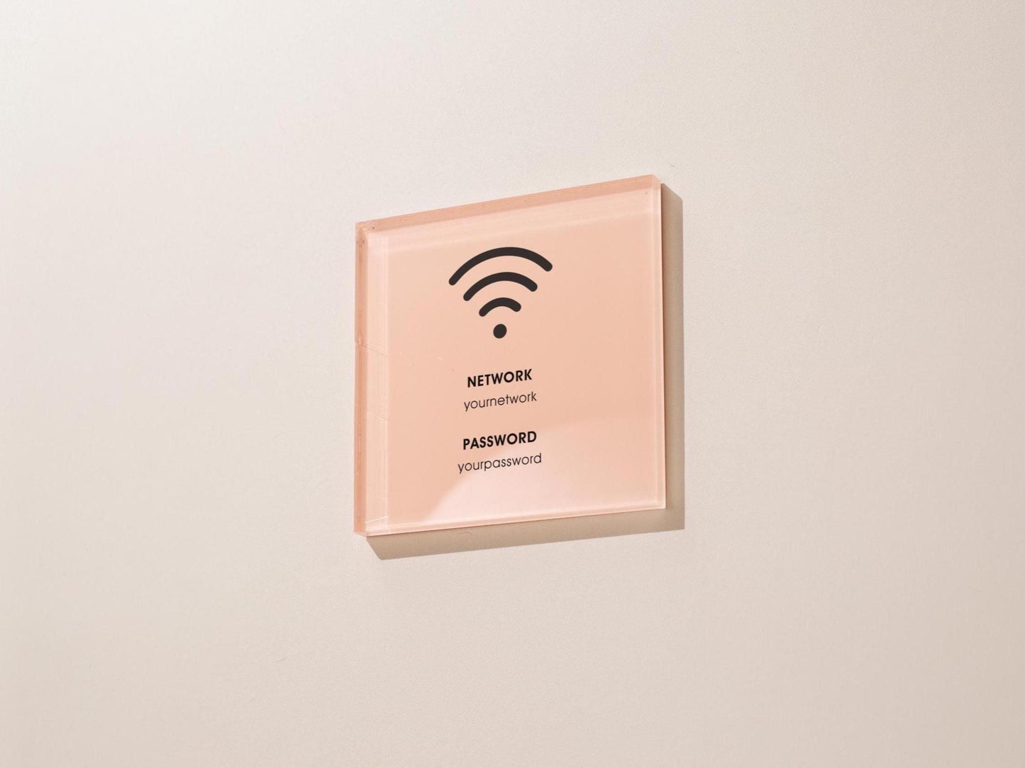 Square Pastel Wall Wifi Sign (D3) - 6×6" Custom Stick-On WiFi Sign for Door or Wall for Guests VRBO Vacation Rental Restaurant Bar Hotel