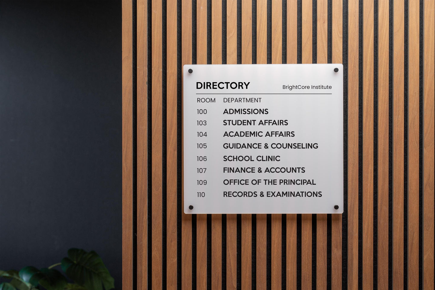 24x22 Full Panel Directory Sign - Customizable Large Office Wall Door Building Mounted Business Logo Sign, Job Title, Room Facility Signage