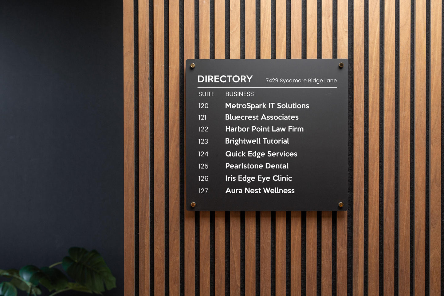 24x22 Full Panel Directory Sign - Customizable Large Office Wall Door Building Mounted Business Logo Sign, Job Title, Room Facility Signage