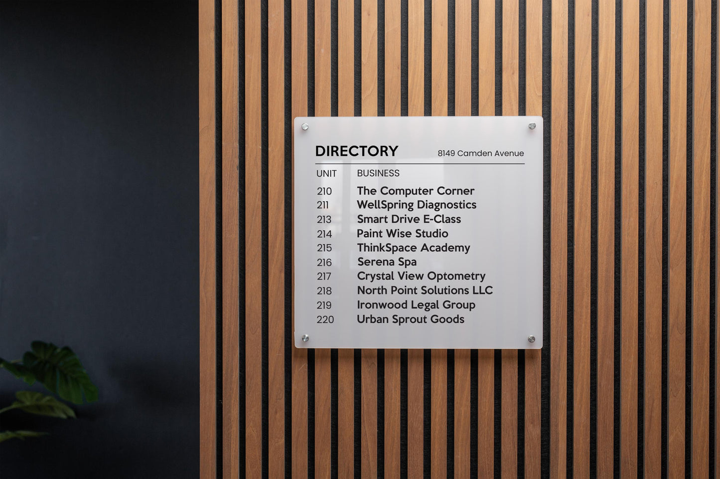 24x22 Full Panel Directory Sign - Customizable Large Office Wall Door Building Mounted Business Logo Sign, Job Title, Room Facility Signage