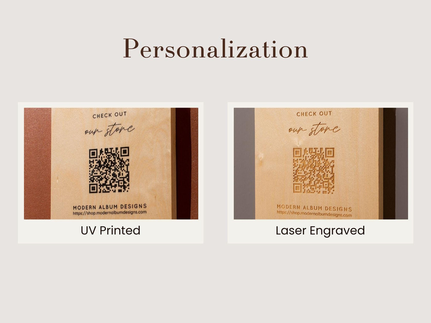Maple QR Code Sign - Custom Wood Block Counter Display Laser Engraved UV Printed, Personalized Business Website Link Menu Reviews Payments