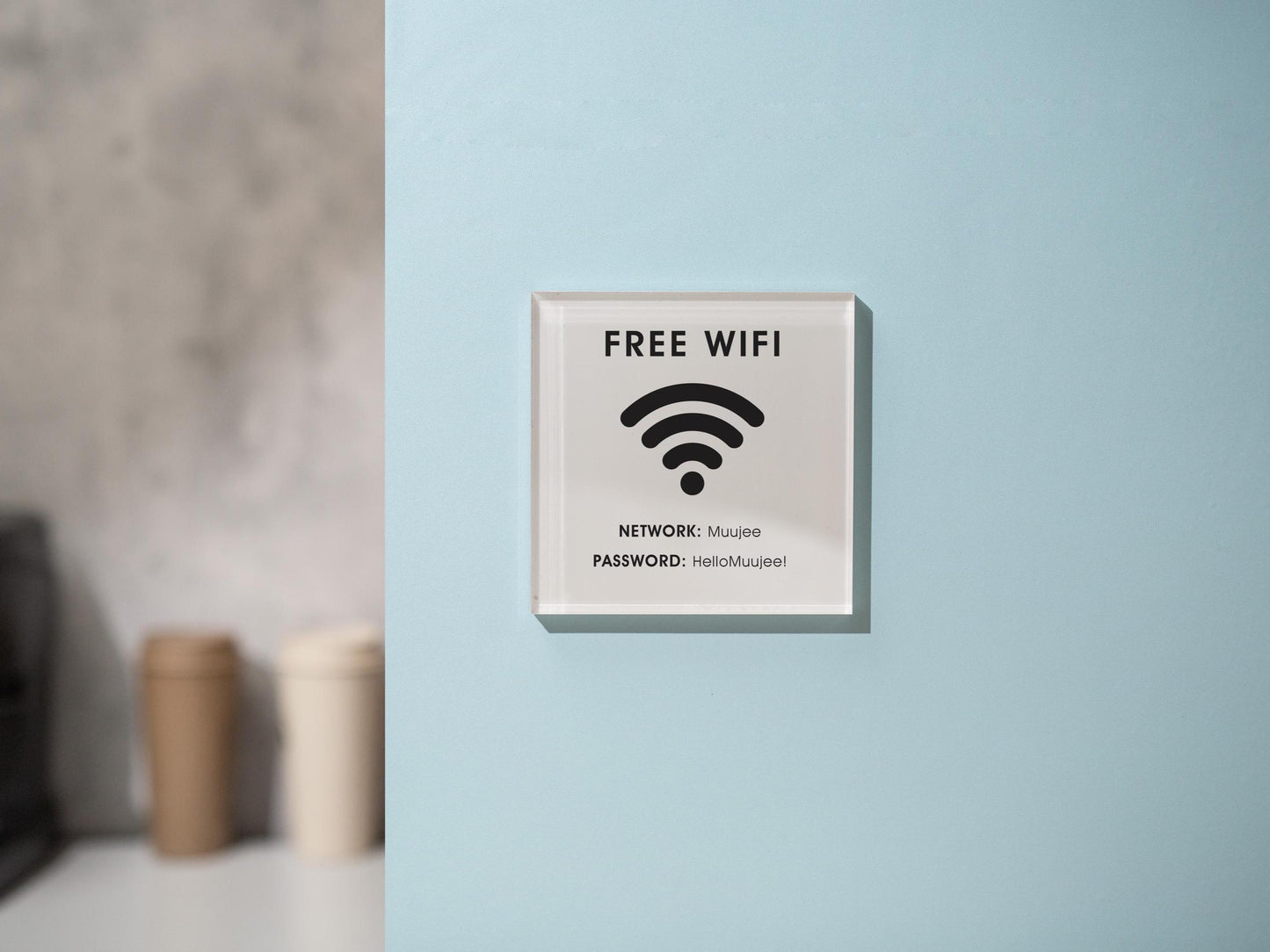 Square Pastel Wall Wifi Sign (D2) - 6×6" Custom Stick-On Internet Password Sign for Home, Airbnb, Hotel, Salon, Café, and Small Business