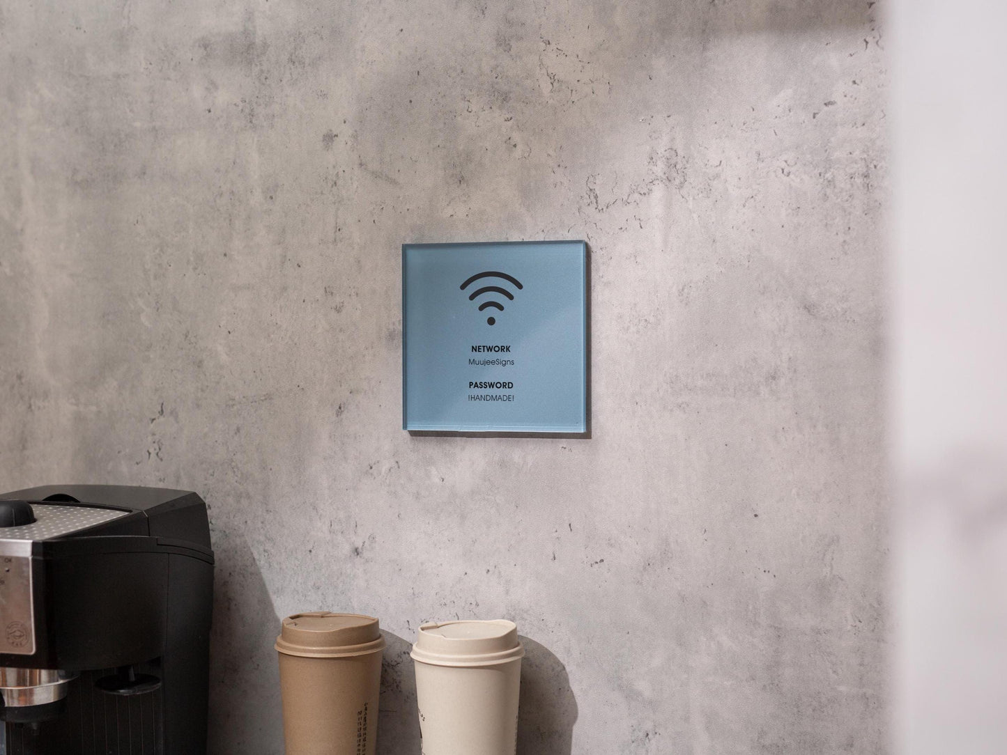 Square Pastel Wall Wifi Sign (D3) - 6×6" Custom Stick-On WiFi Sign for Door or Wall for Guests VRBO Vacation Rental Restaurant Bar Hotel