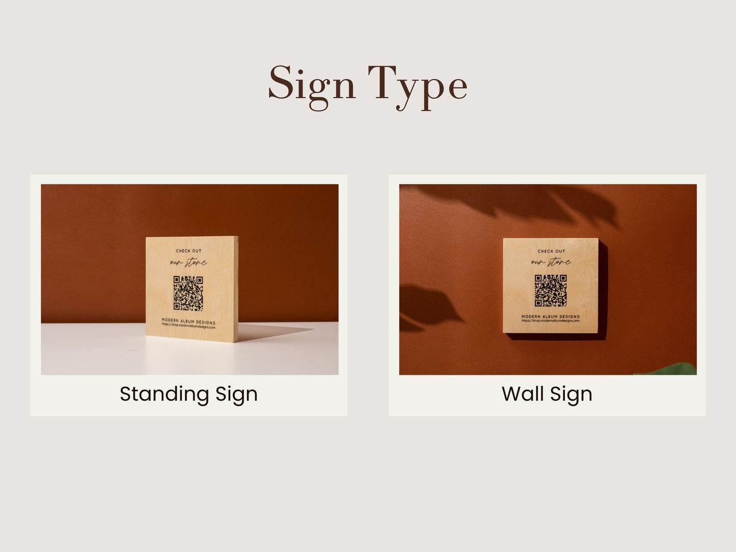 Maple QR Code Sign - Custom Wood Block Counter Display Laser Engraved UV Printed, Personalized Business Website Link Menu Reviews Payments