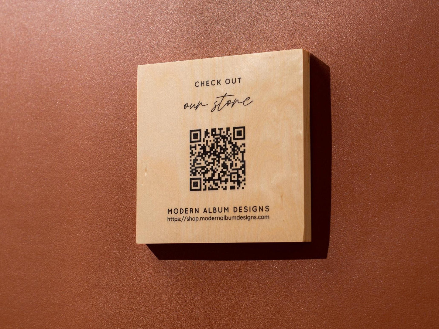Maple QR Code Sign - Custom Wood Block Counter Display Laser Engraved UV Printed, Personalized Business Website Link Menu Reviews Payments
