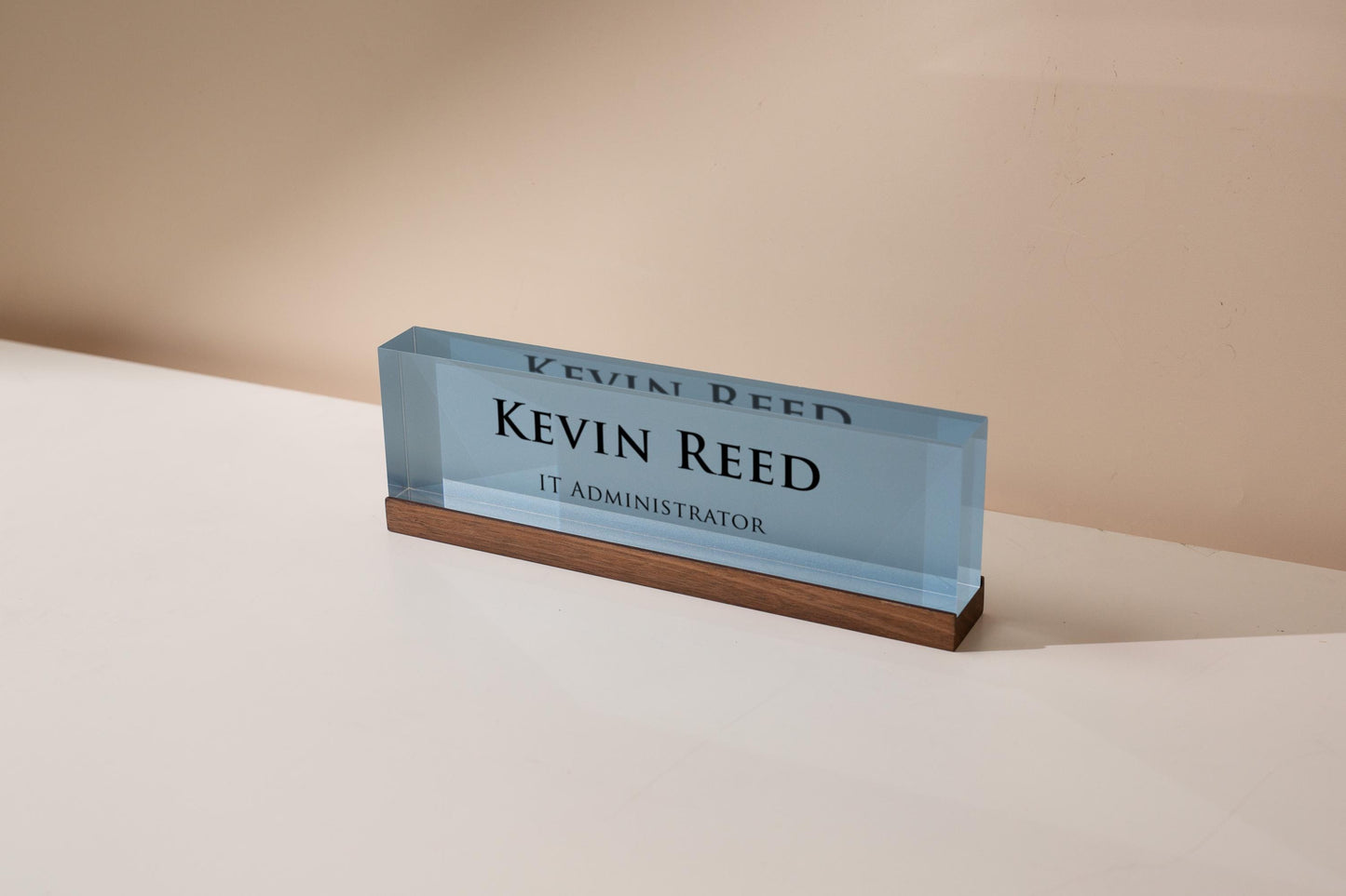 Pastel Acrylic Name Block (D4) - w/ Optional Wooden Base, Work Title Desk Table CEO Sign Job Office Decor Promotion Coworker Staff Gifts