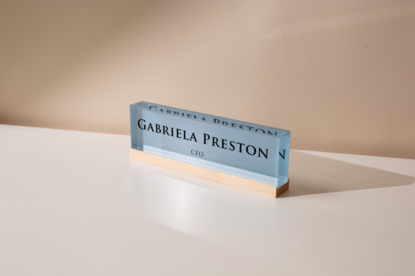 Pastel Acrylic Name Block (D4) - w/ Optional Wooden Base, Work Title Desk Table CEO Sign Job Office Decor Promotion Coworker Staff Gifts