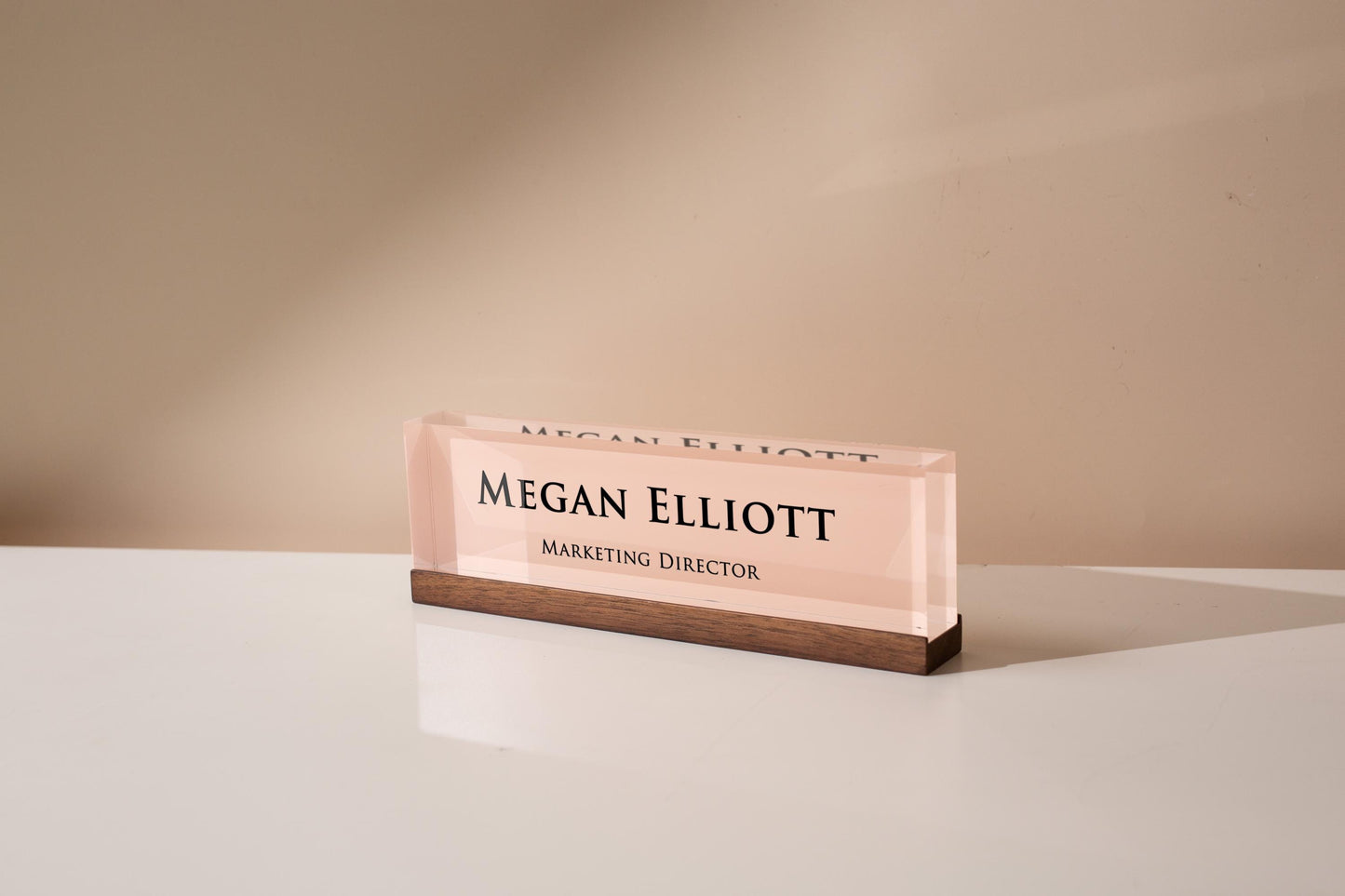 Pastel Acrylic Name Block (D4) - w/ Optional Wooden Base, Work Title Desk Table CEO Sign Job Office Decor Promotion Coworker Staff Gifts